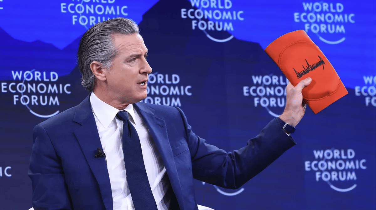 Gavin Newsom's Davos Fiasco: Knee Pads Stunt Exposes Hypocrisy and Misplaced Priorities