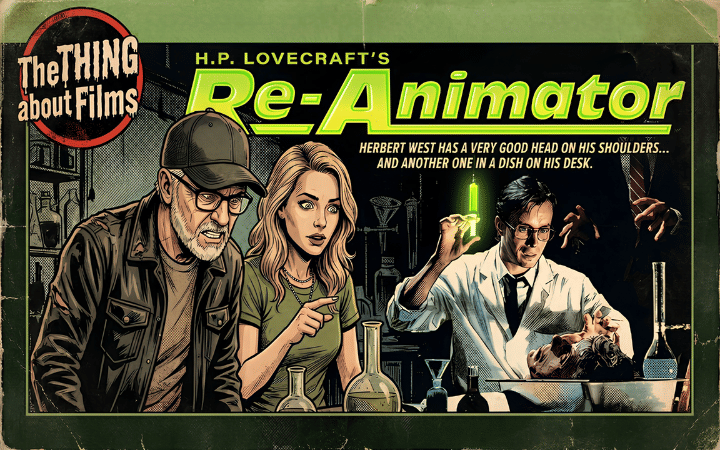 Re-Animator (1985) Turns 40: The Neon-Green Splatter Classic That’ll Make You Side-Eye Your Fridge