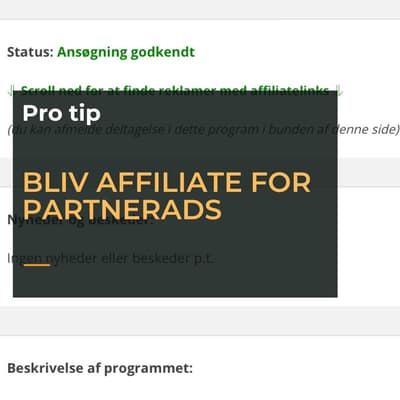 Pro tip - bliv affiliate for PartnerAds