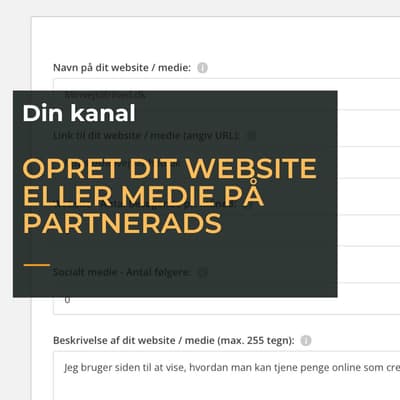 Opret dit website i PartnerAds