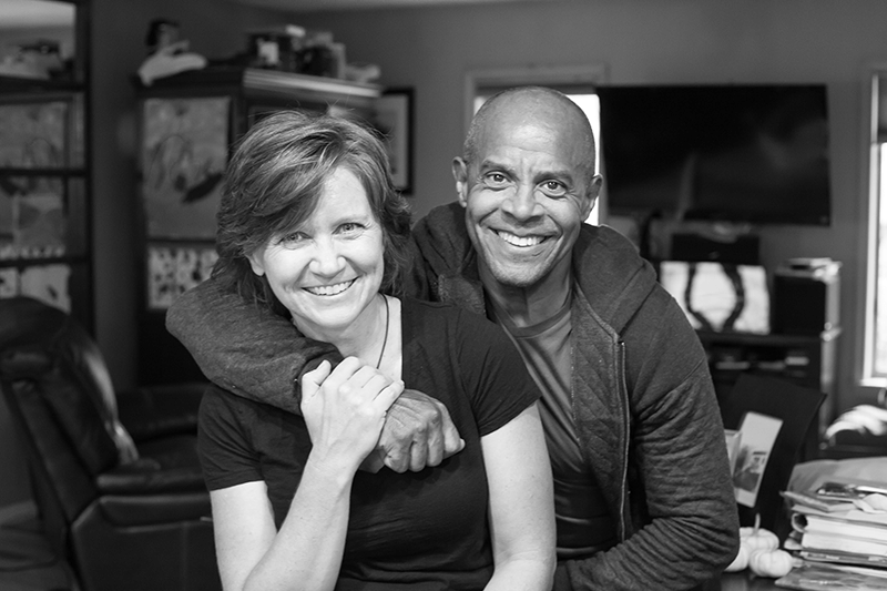 Lori Ann King and Jimmie D. King, black and white photo, smiling with Jim's arm around lori