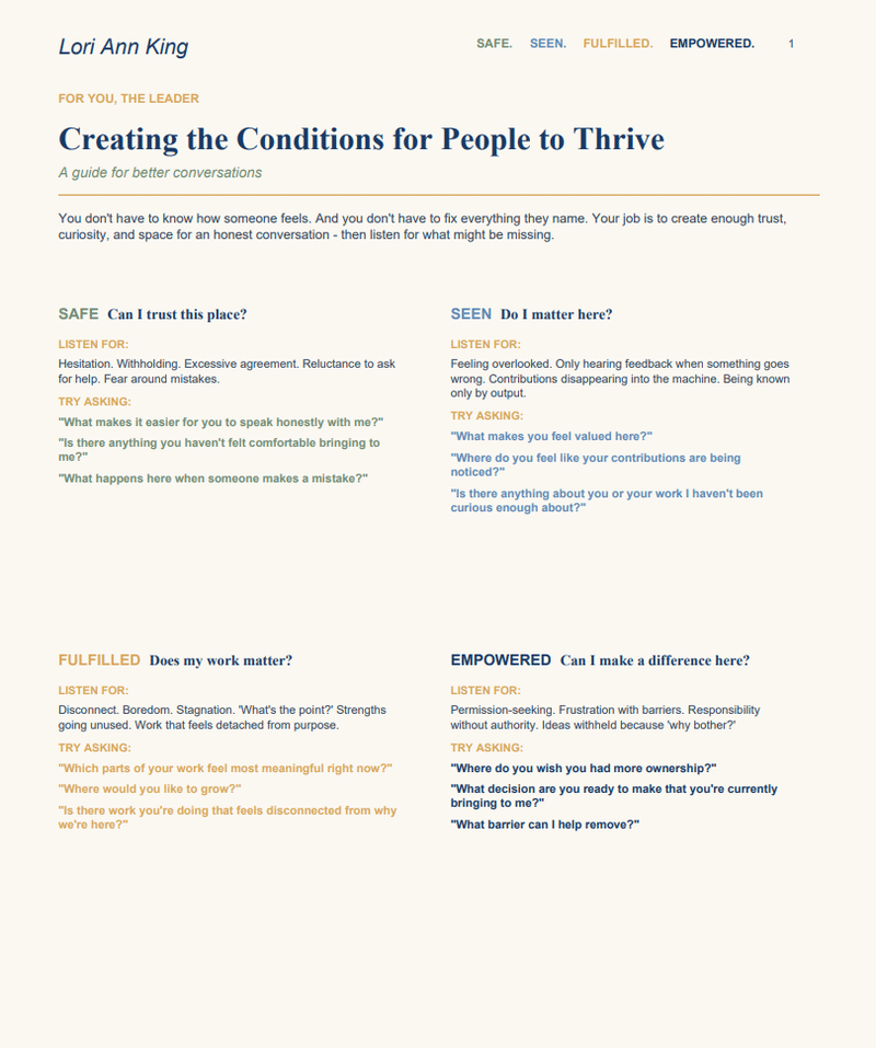 Creating the Conditions for People to Thrive