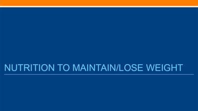 5-2-1 Nutrition to Maintain or Lose Weight