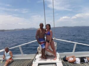 Jim and Lori Ann King on a boat in costa rica