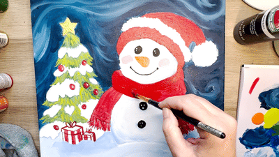 Snowman Christmas Themed Painting