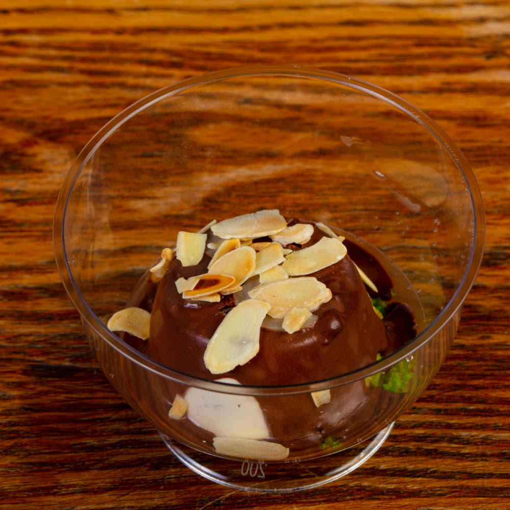 Chocolate avocado mousse in a cup for a Halloween dessert