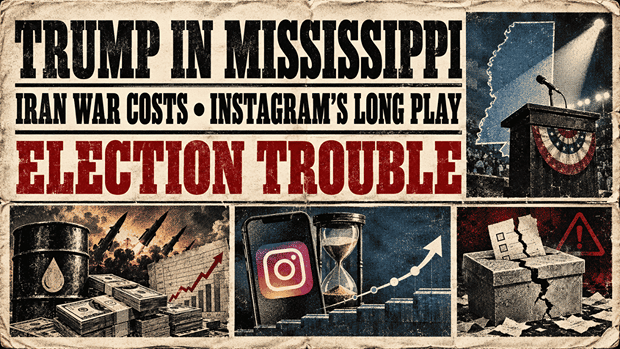 Trump in Mississippi, Iran War Costs, Instagram's Long Play, and Election Trouble