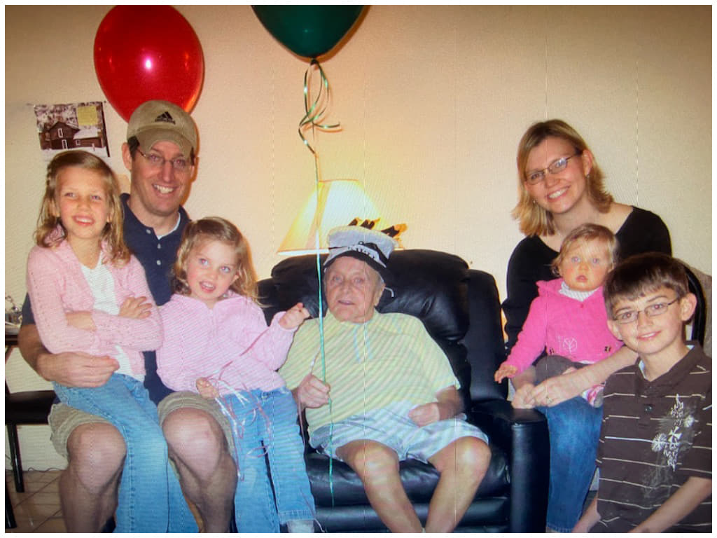 Brian & his family with Bruno on his birthday