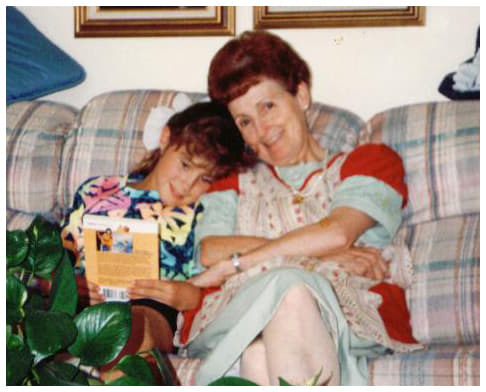 Young Jolie with her grandma