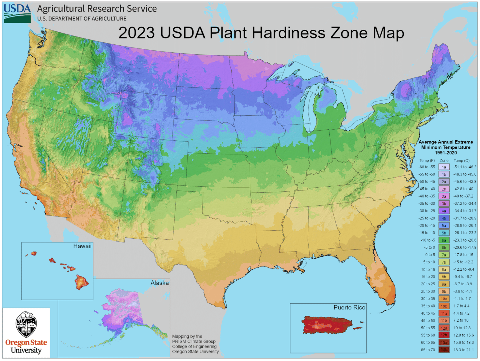 2023 USDA Plant Hardiness Zone Map