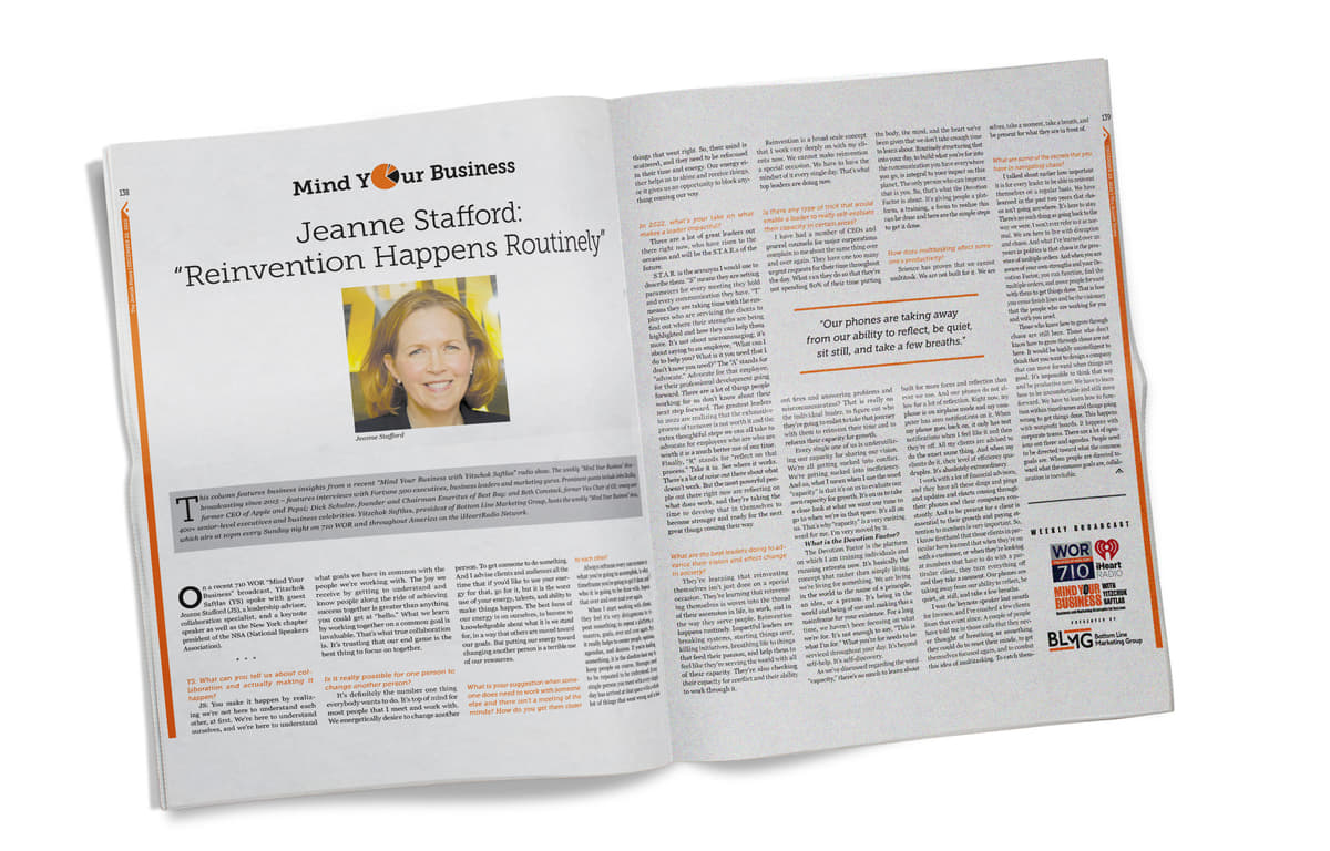 An Interview with: Jeanne Stafford: "Reinvention Happens Routinely' 