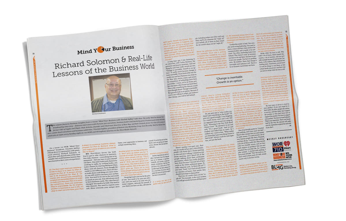 An Interview with Richard Solomon: Real-Life Lessons of the Business World 