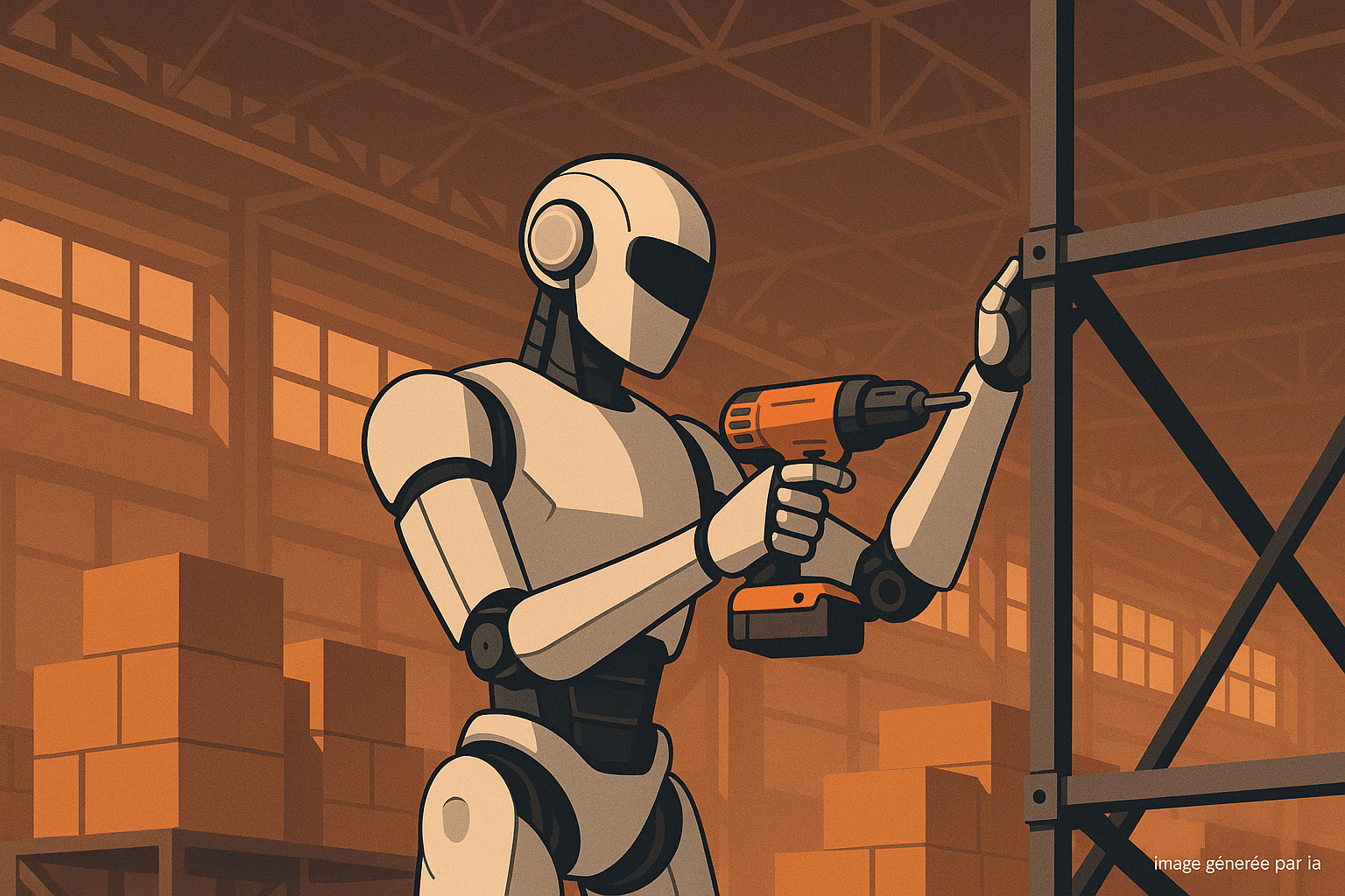 robot avec une perceuse