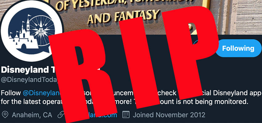 Disneyland Closes A Twitter Account