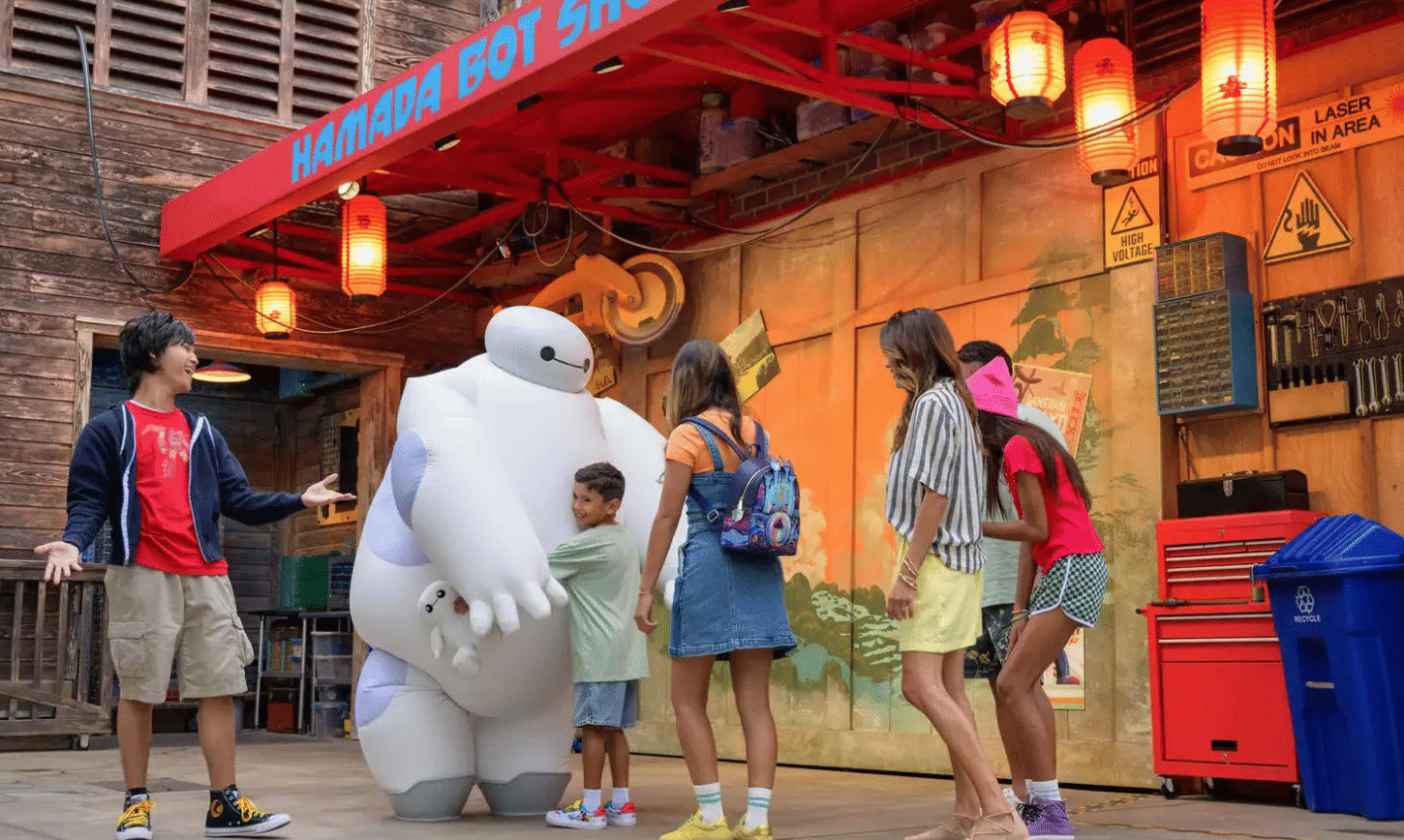 Family meets Baymax at Disneyland