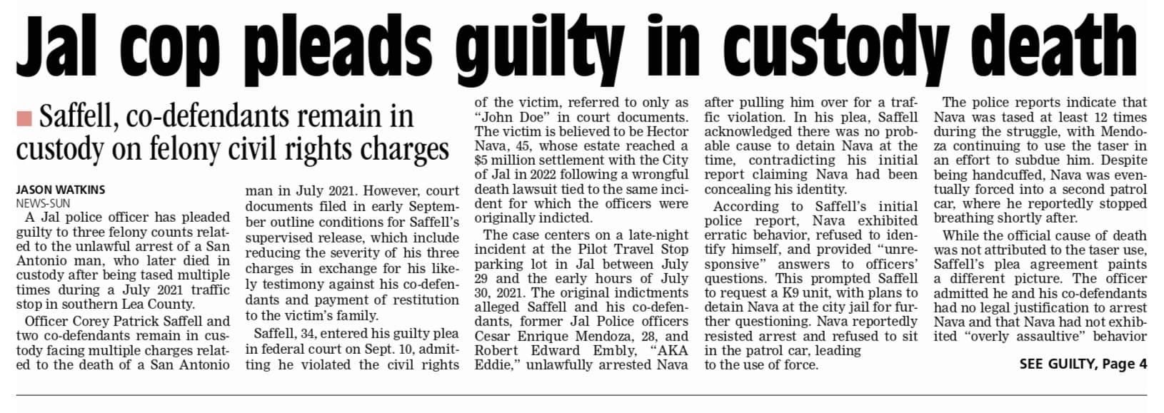 Jal Cop Pleads Guilty