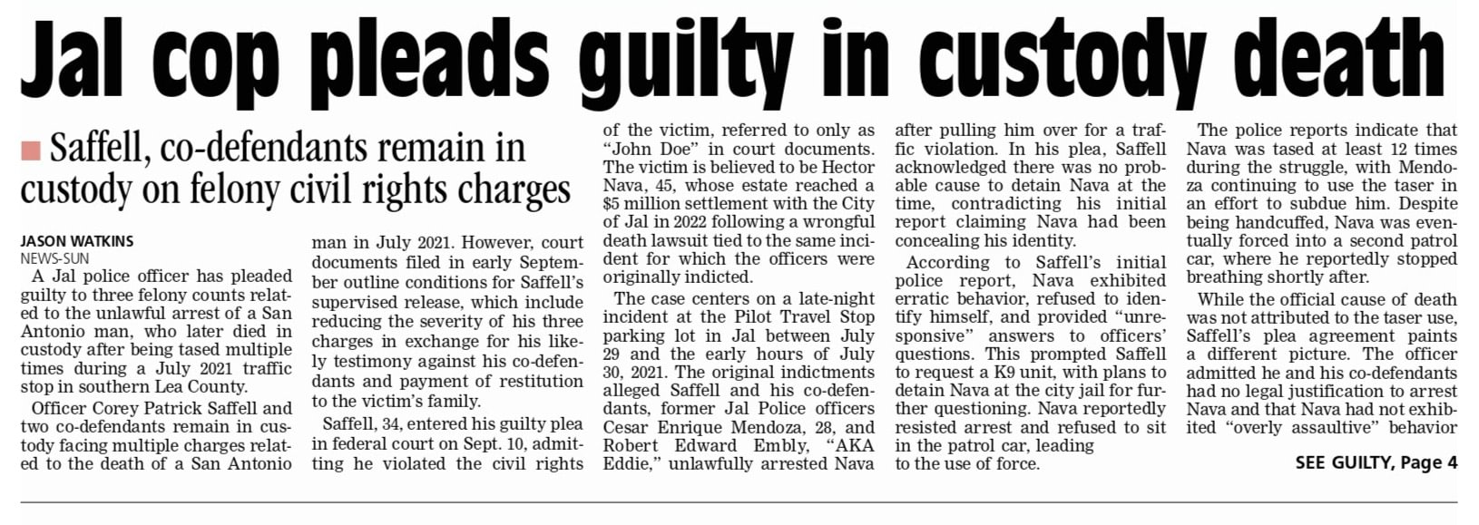 Jal Cop Pleads Guilty