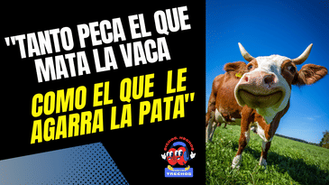 Tanto peca el que mata la vaca como el que le agarra la pata.
