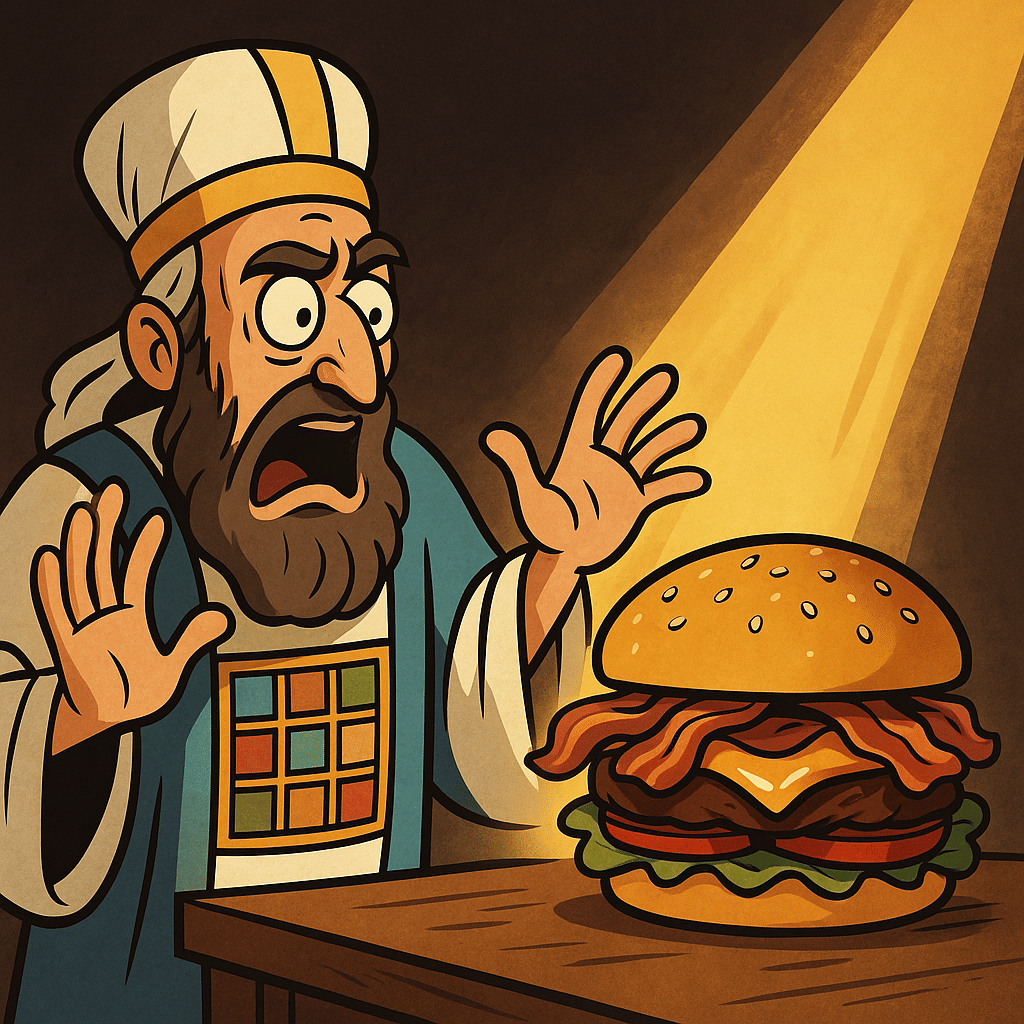 Biblical priest horrified by bacon sandwich