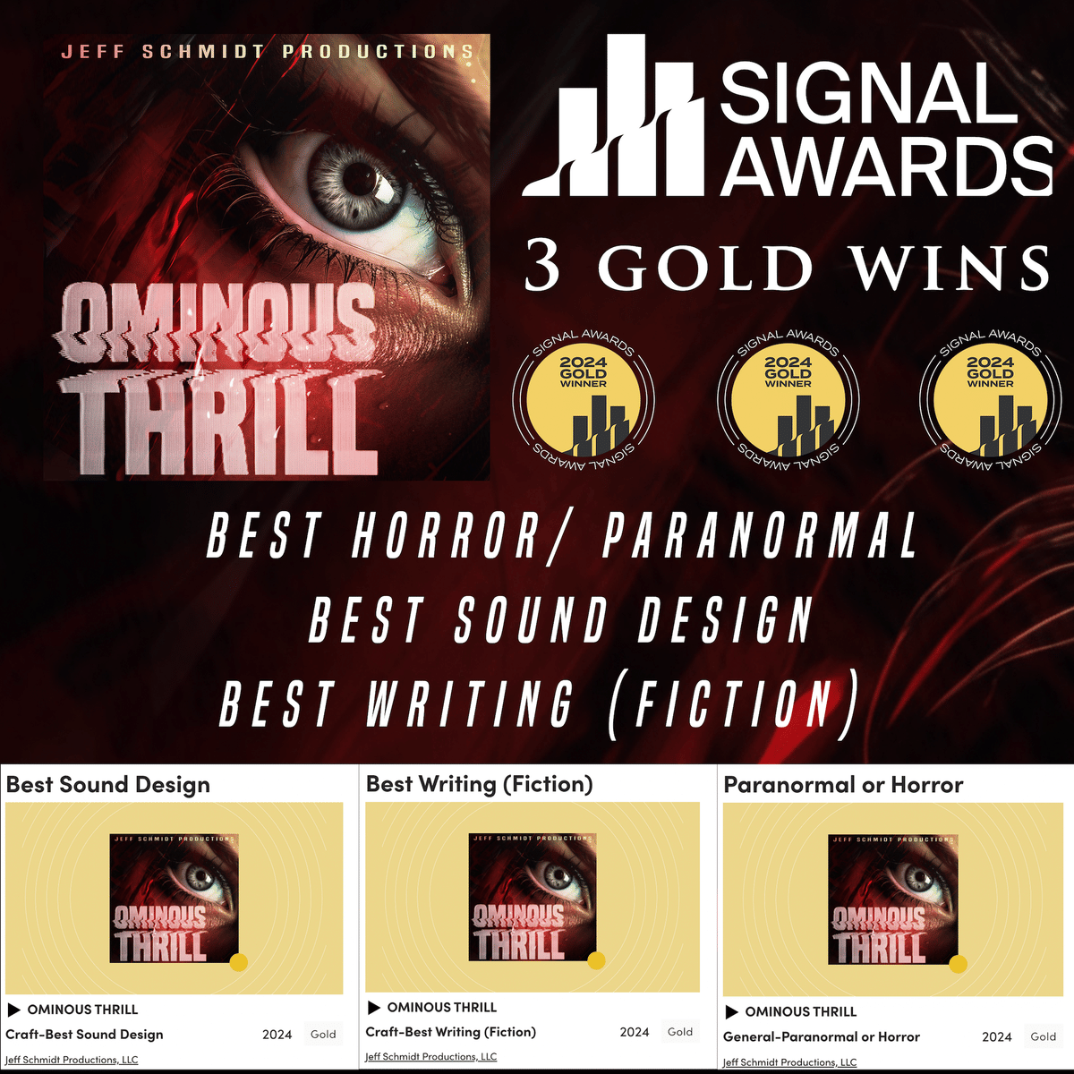 OMINOUS THRILL Wins 4 GOLD in Signal Awards!