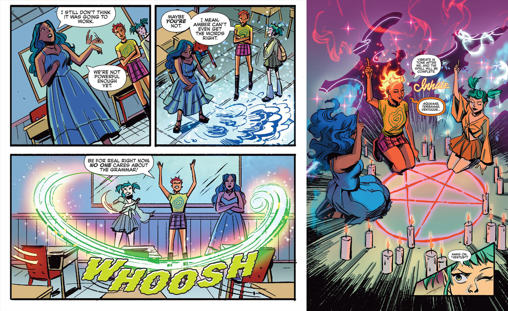 Preview pages for the Wicked Trinity One Shot comic book from Archie Comics