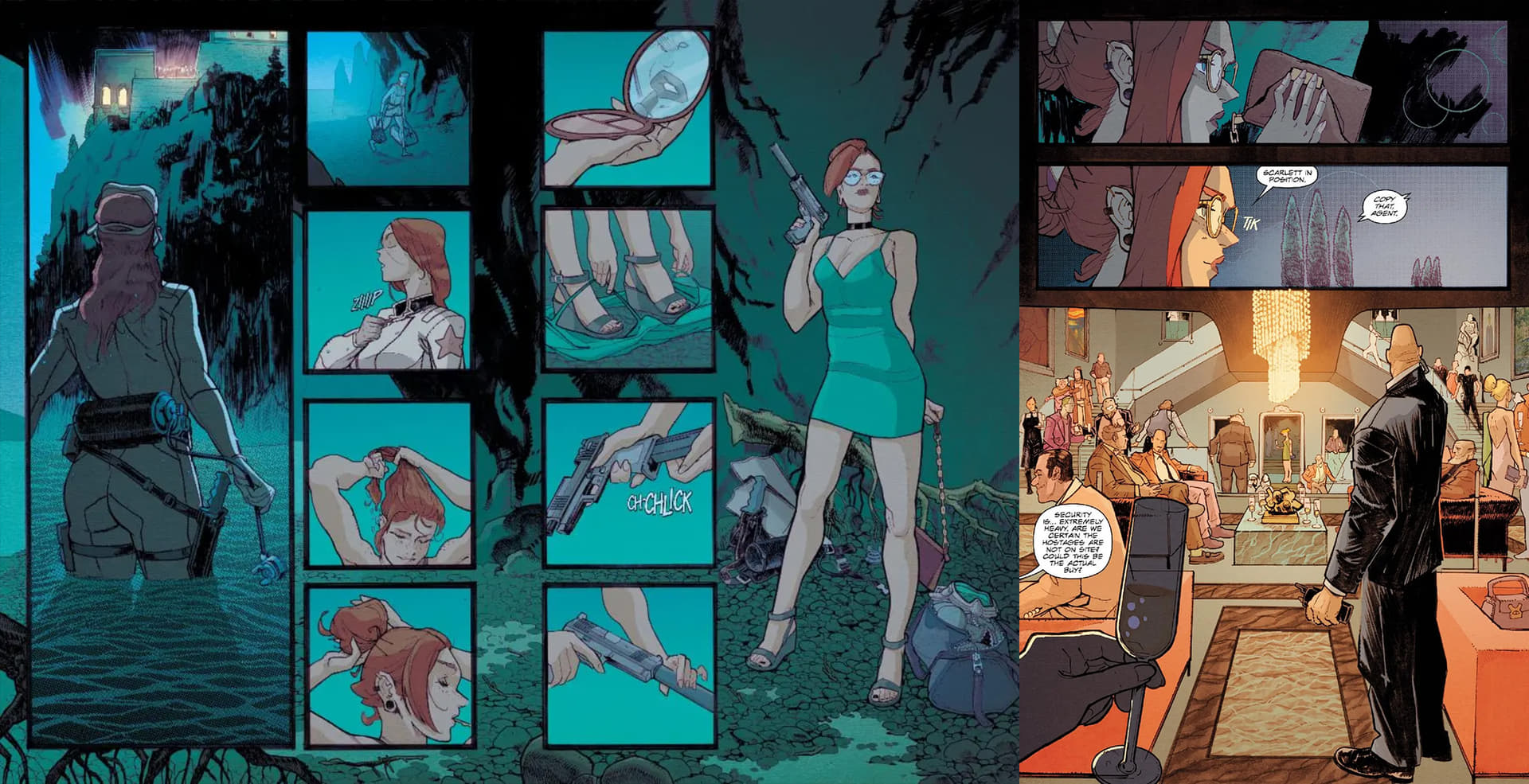 Preview pages from the Scarlett comic book from Skybound Entertainment written by Kelly Thompson