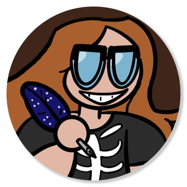 Mandy smiling and holding a pen