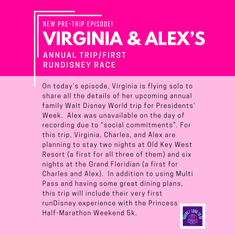 Pre-Trip Report: Virginia & Alex’s Annual Trip/First runDisney Race (February 2025)