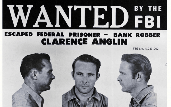 An FBI wanted poster featuring Frank Morris, John Anglin, and Clarence Anglin, illustrating the ongoing search efforts after their escape.