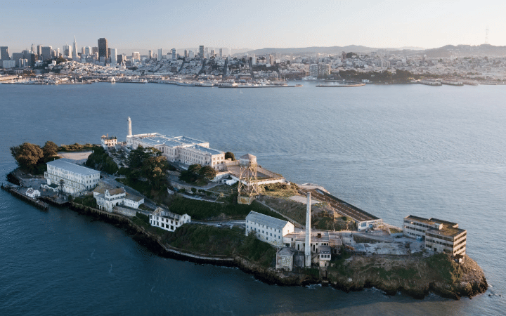 Alcatraz Island as it appears today, a popular tourist destination with a storied history