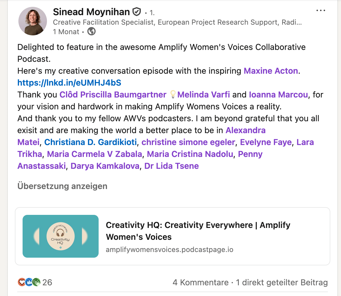 Listen to Sinead Moynihan' voice on Linkedin