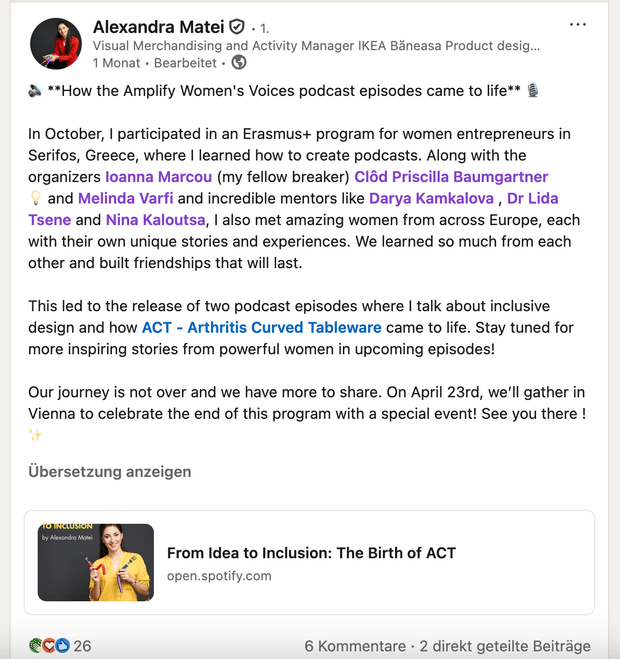 Listen to Alexandra Matei's voice on Linkedin