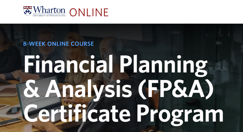 Picture of Wharton Online FP&A certificate with discount code to get $300off the tuition