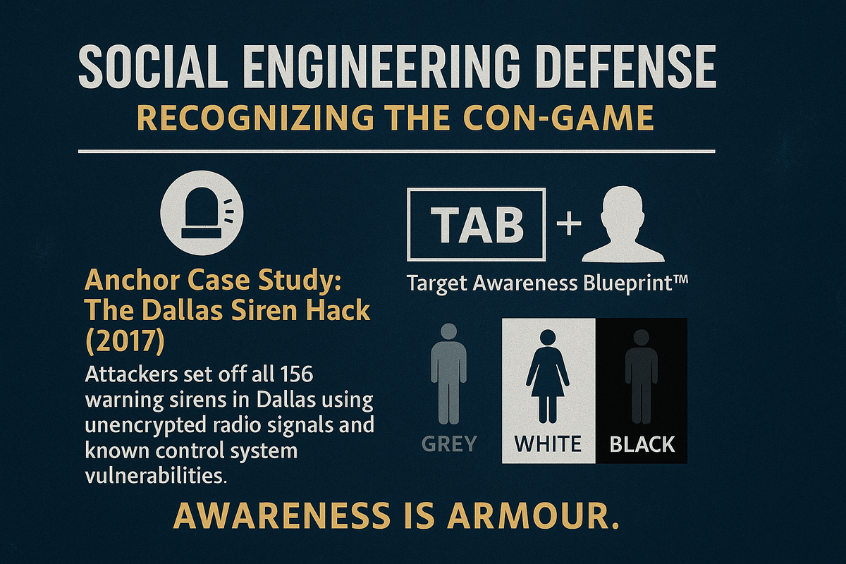 Social Engineering Defense: Recognizing the Con-Game (TAB + Grey | White | Black)