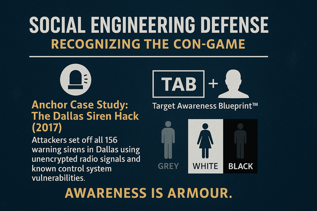 Social Engineering Defense: Recognizing the Con-Game (TAB + Grey | White | Black)