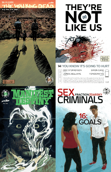 147: The Walking Dead #164; Manifest Destiny #26; They're Not Like Us #14; Sex Criminals #16